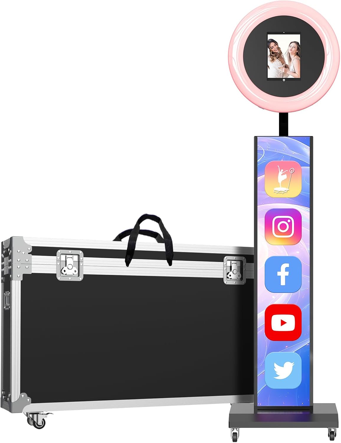 An open-air photo booth set up at an event.