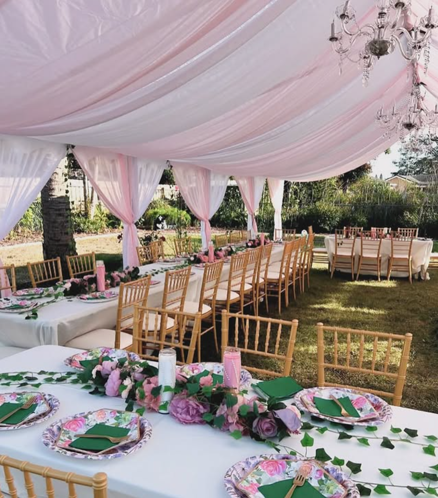 A balloon arrangement in soft pastels by Dreamhaus PartyCo.
