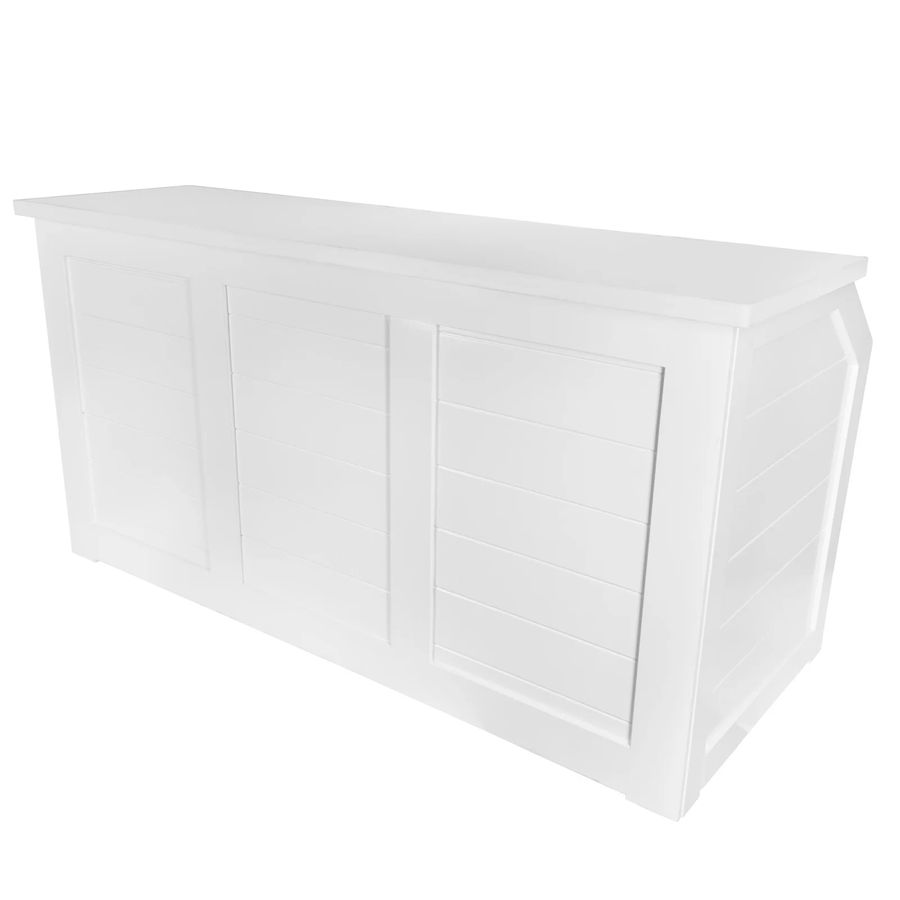 A white 7' mobile bar