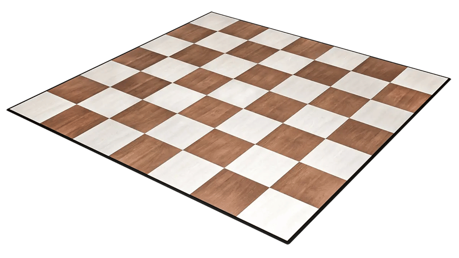 A dark maple dance floor installed at an event.