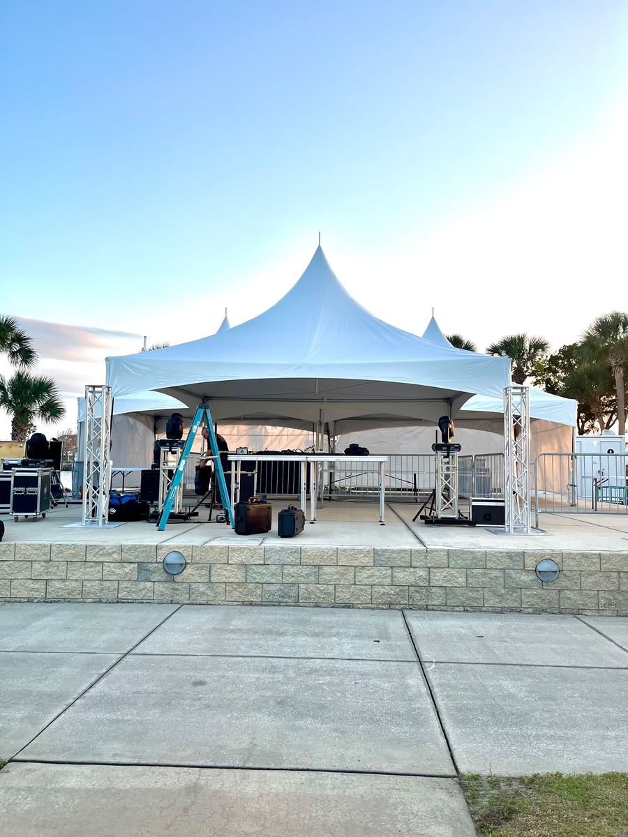 A 20x20 tent setup for a festival